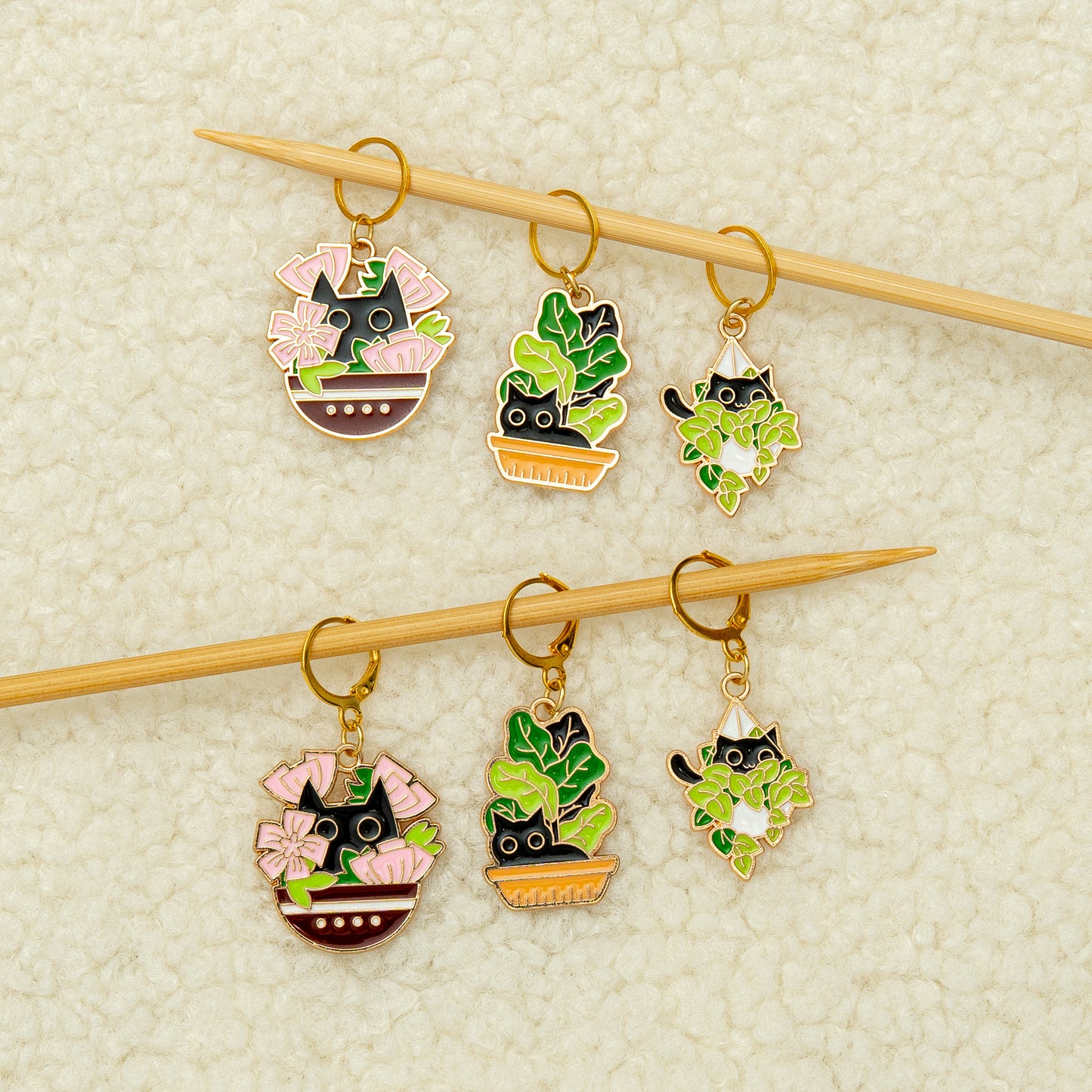 Plant Cat Stitch Marker Set