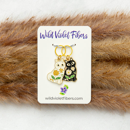 Flower Cat Stitch Marker Set